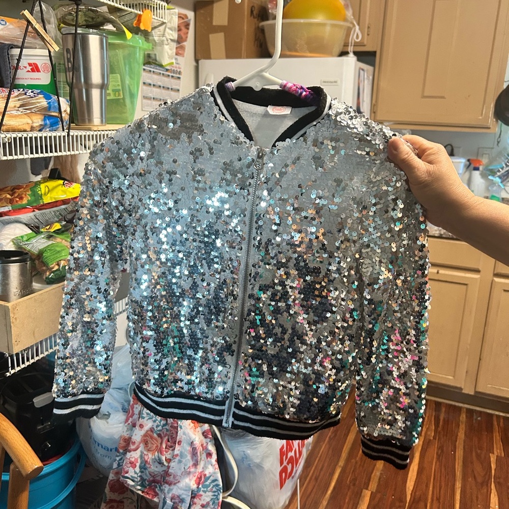 Wonder Nation Silver Sequin Bomber Jacket